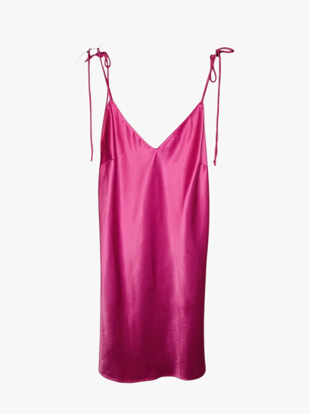 Vicroria's Secret Fuchsia Satin Slip Dress with Tie Straps!